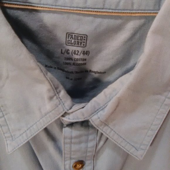 Faded Glory Men's Short Sleeve Button Down Shirt Color Blue Size Large - Picture 3 of 5